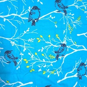 Vintage Joann Fabrics Flannel  27x44 Cotton Fabric Turquoise Bird Branch Print